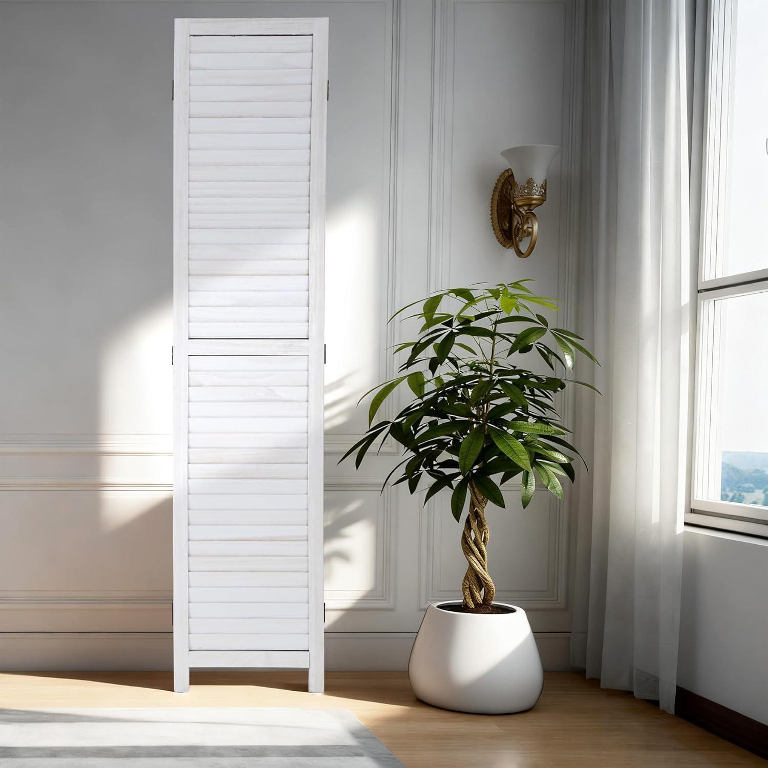image:image3 Panel Wood Room Divider 43 Ft Tall Privacy Wall Divider 677 x 169 Each Panel Folding Wood Screen for Home Office Bedroom Restaurant BrownCream