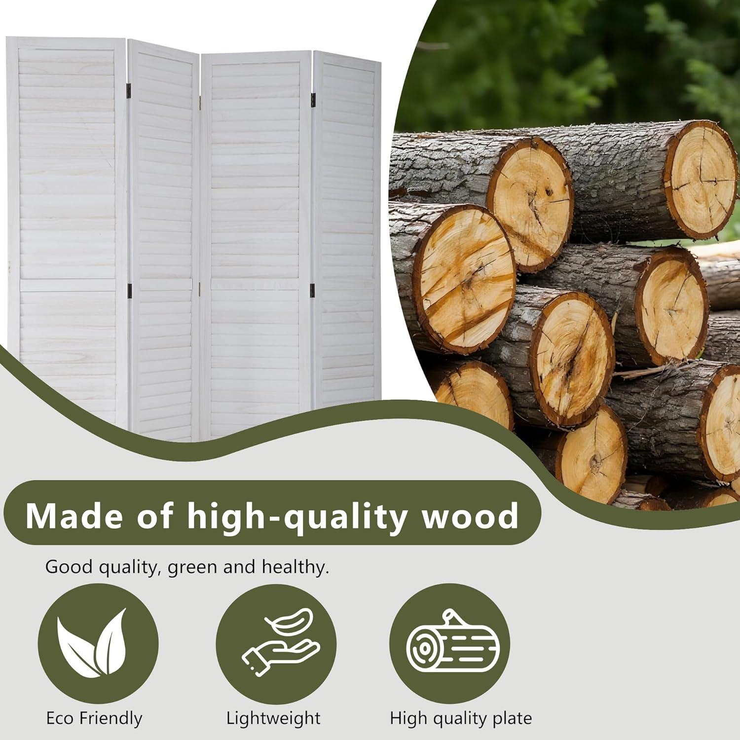 image:image3 Panel Wood Room Divider 43 Ft Tall Privacy Wall Divider 677 x 169 Each Panel Folding Wood Screen for Home Office Bedroom Restaurant BrownCream
