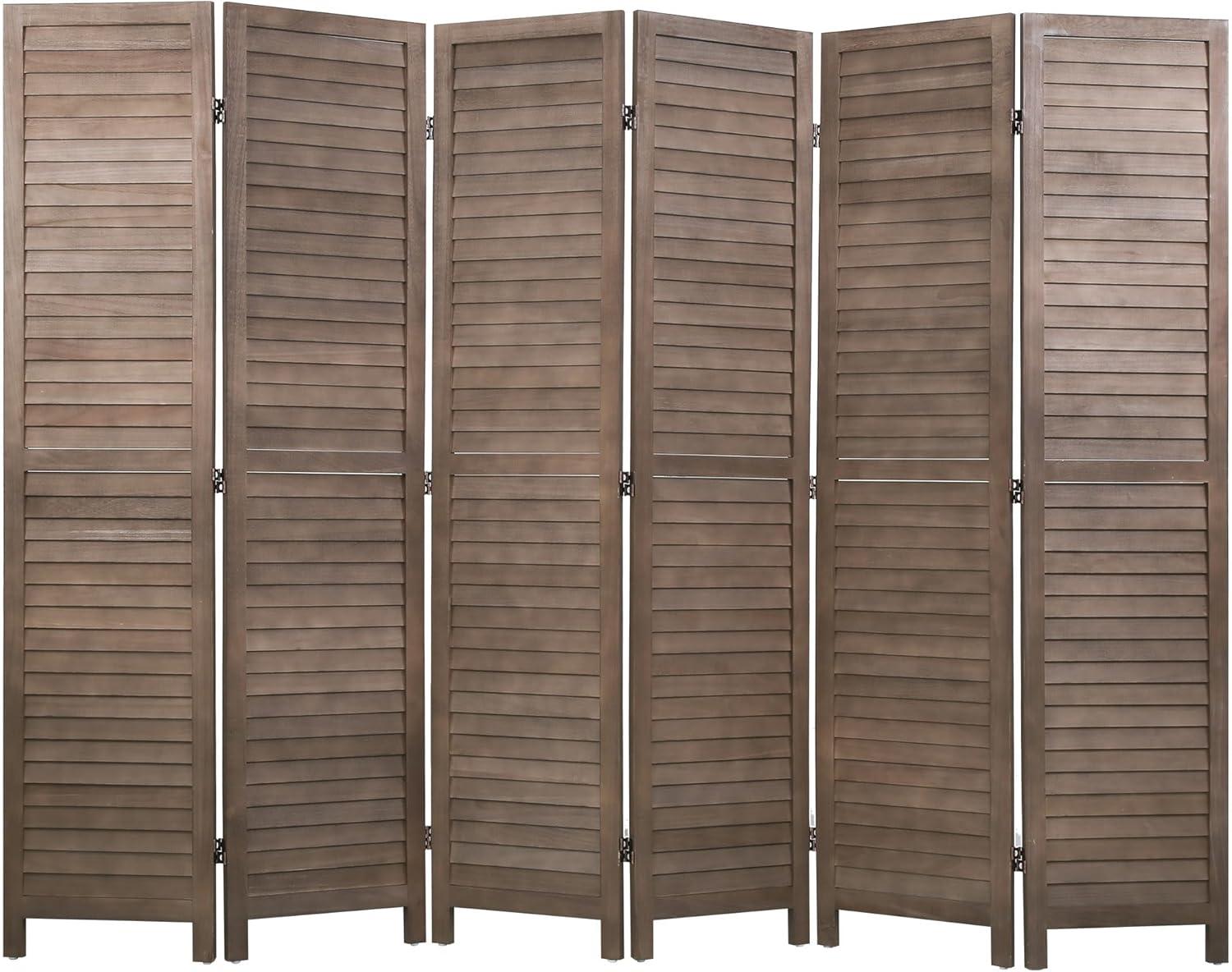image:image3 Panel Wood Room Divider 43 Ft Tall Privacy Wall Divider 677 x 169 Each Panel Folding Wood Screen for Home Office Bedroom Restaurant BrownDark Brown