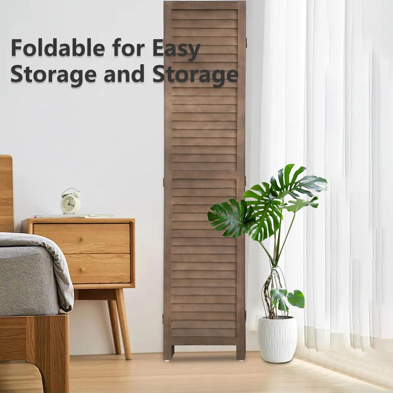 image:image3 Panel Wood Room Divider 43 Ft Tall Privacy Wall Divider 677 x 169 Each Panel Folding Wood Screen for Home Office Bedroom Restaurant BrownDark Brown