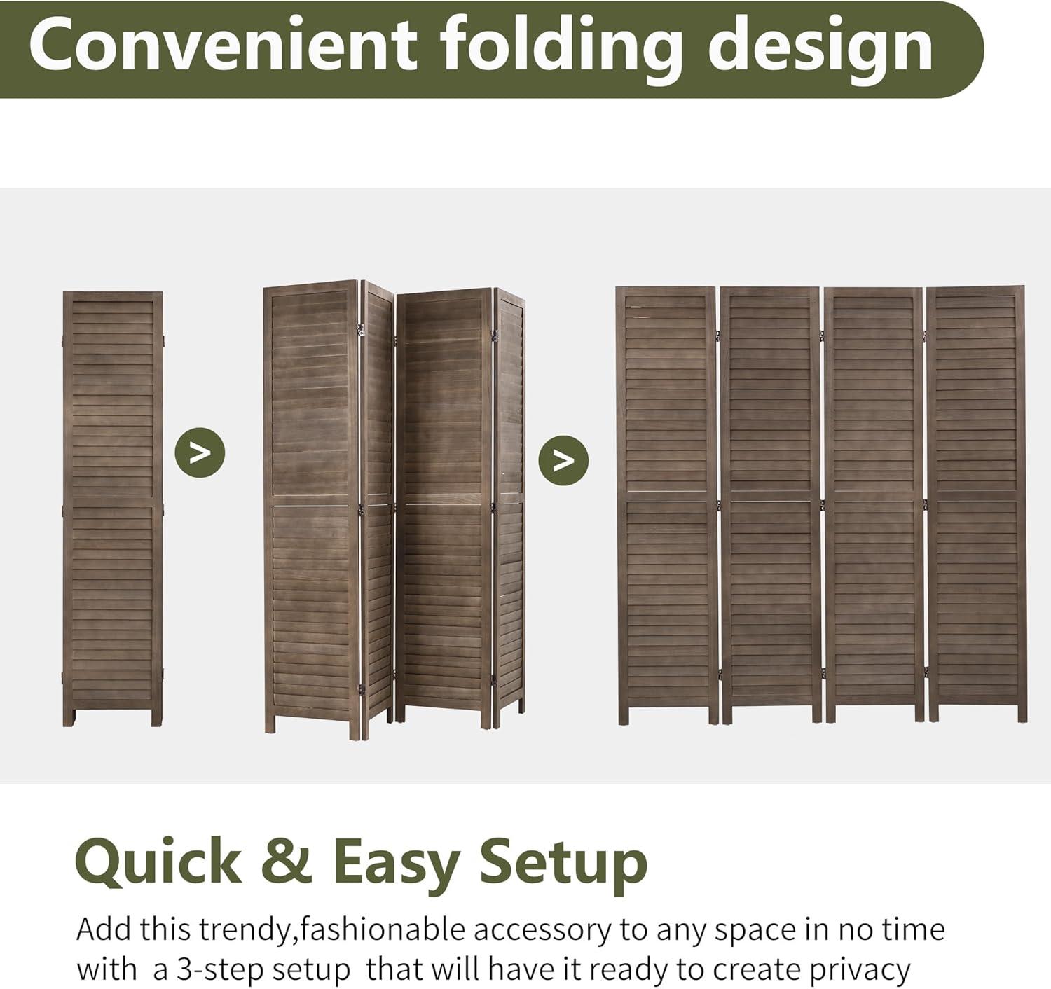 image:image3 Panel Wood Room Divider 43 Ft Tall Privacy Wall Divider 677 x 169 Each Panel Folding Wood Screen for Home Office Bedroom Restaurant BrownDark Brown