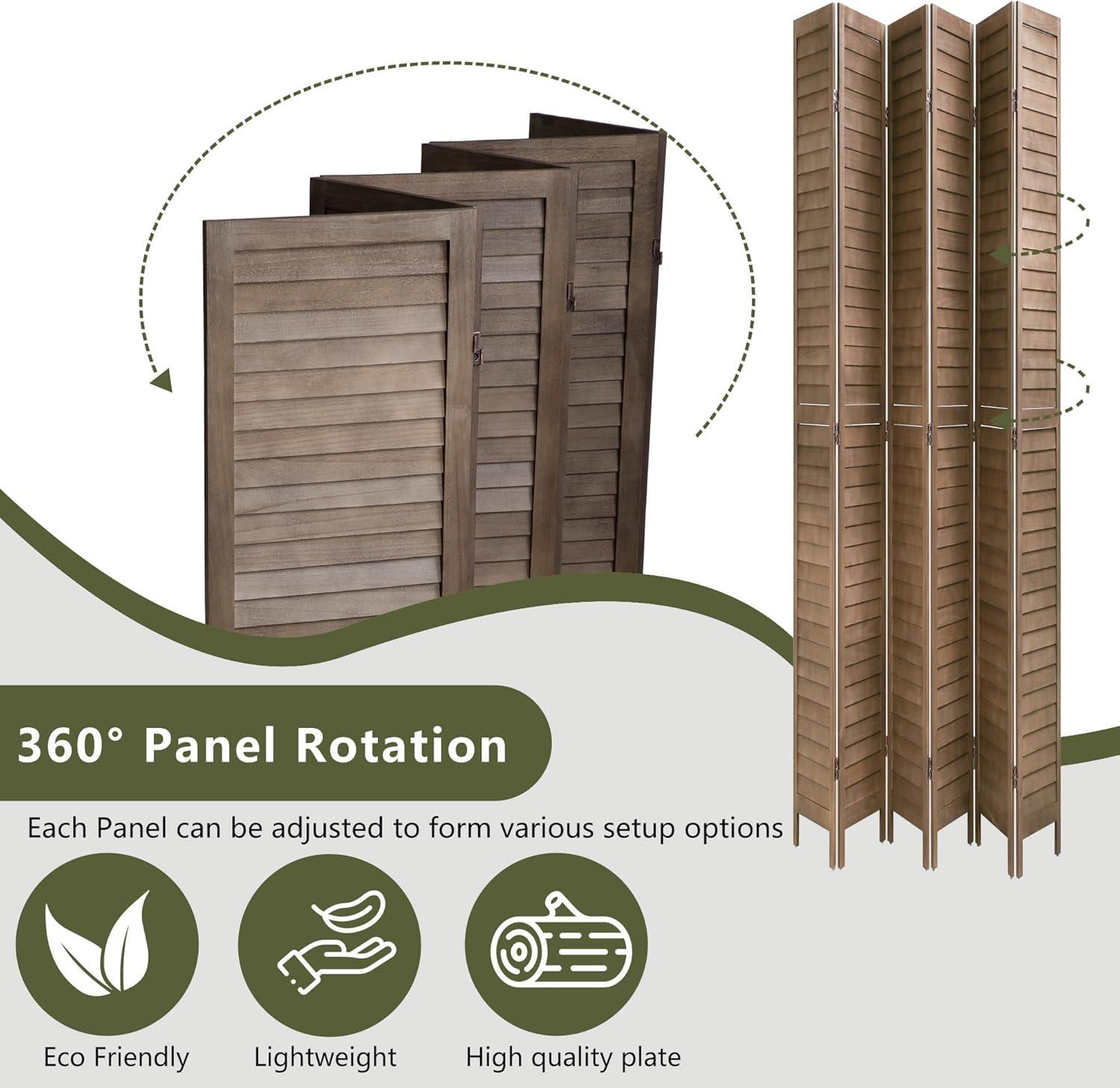 image:image3 Panel Wood Room Divider 43 Ft Tall Privacy Wall Divider 677 x 169 Each Panel Folding Wood Screen for Home Office Bedroom Restaurant BrownDark Brown