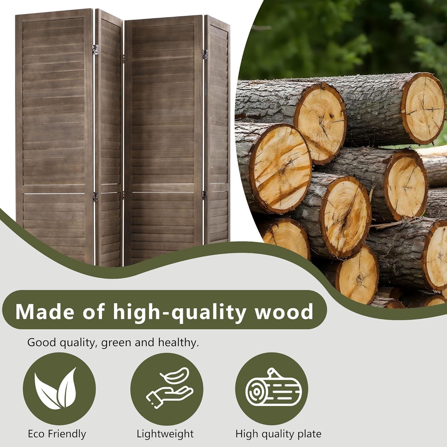 image:image3 Panel Wood Room Divider 43 Ft Tall Privacy Wall Divider 677 x 169 Each Panel Folding Wood Screen for Home Office Bedroom Restaurant BrownDark Brown