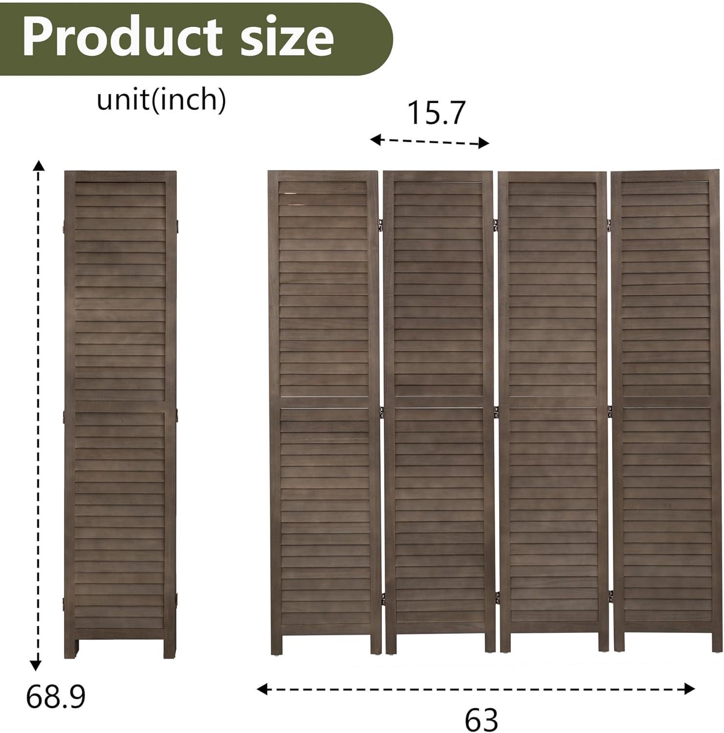 image:image3 Panel Wood Room Divider 43 Ft Tall Privacy Wall Divider 677 x 169 Each Panel Folding Wood Screen for Home Office Bedroom Restaurant BrownDark Brown