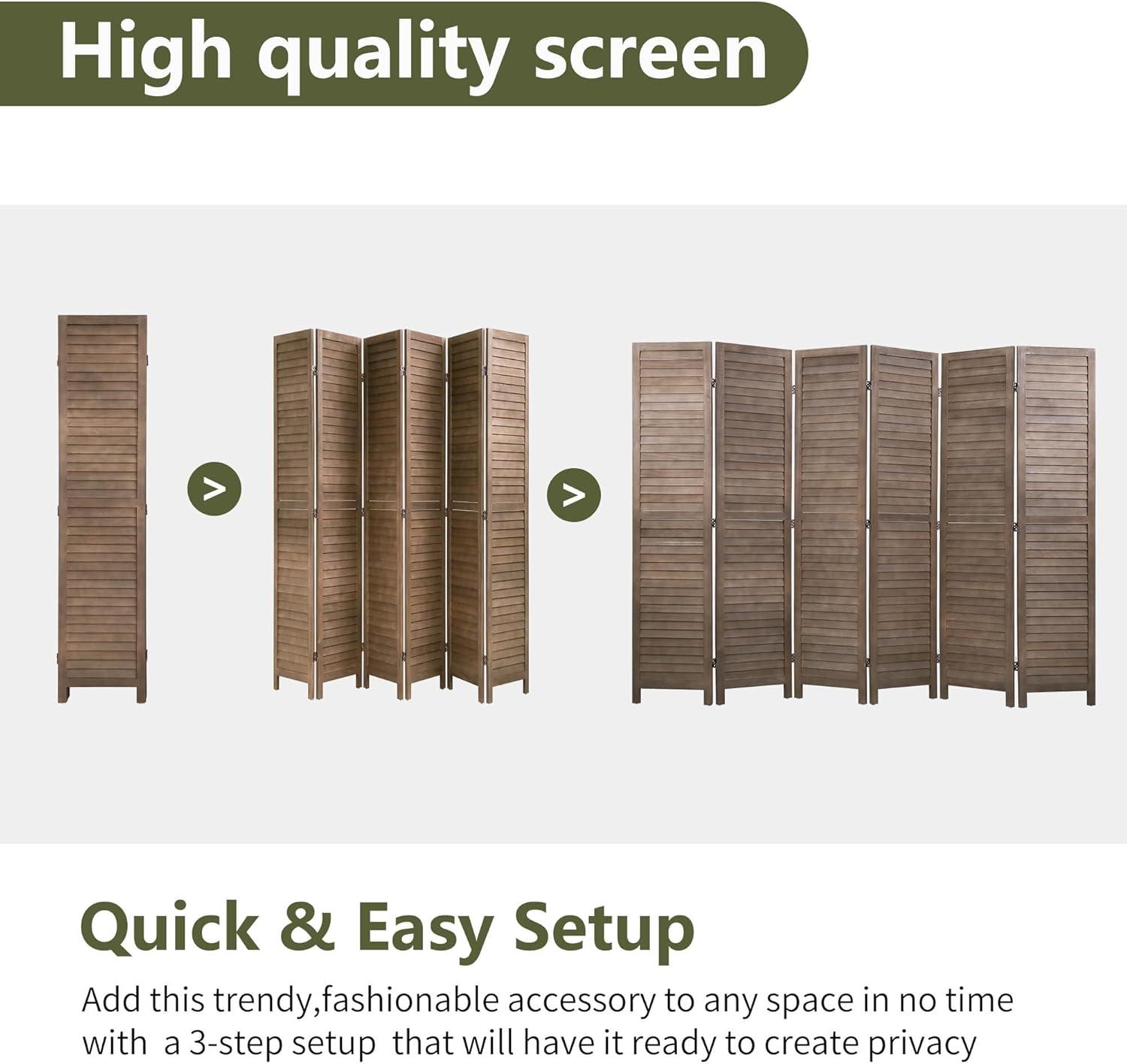 image:image3 Panel Wood Room Divider 43 Ft Tall Privacy Wall Divider 677 x 169 Each Panel Folding Wood Screen for Home Office Bedroom Restaurant BrownDark Brown