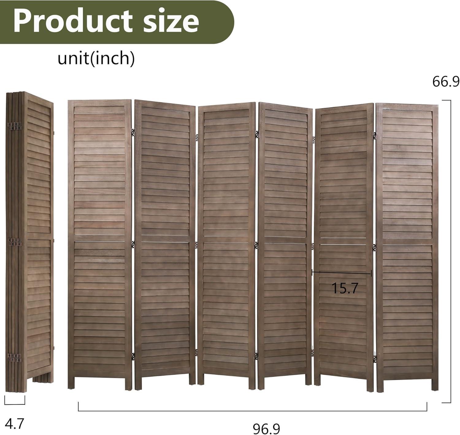 image:image3 Panel Wood Room Divider 43 Ft Tall Privacy Wall Divider 677 x 169 Each Panel Folding Wood Screen for Home Office Bedroom Restaurant BrownDark Brown