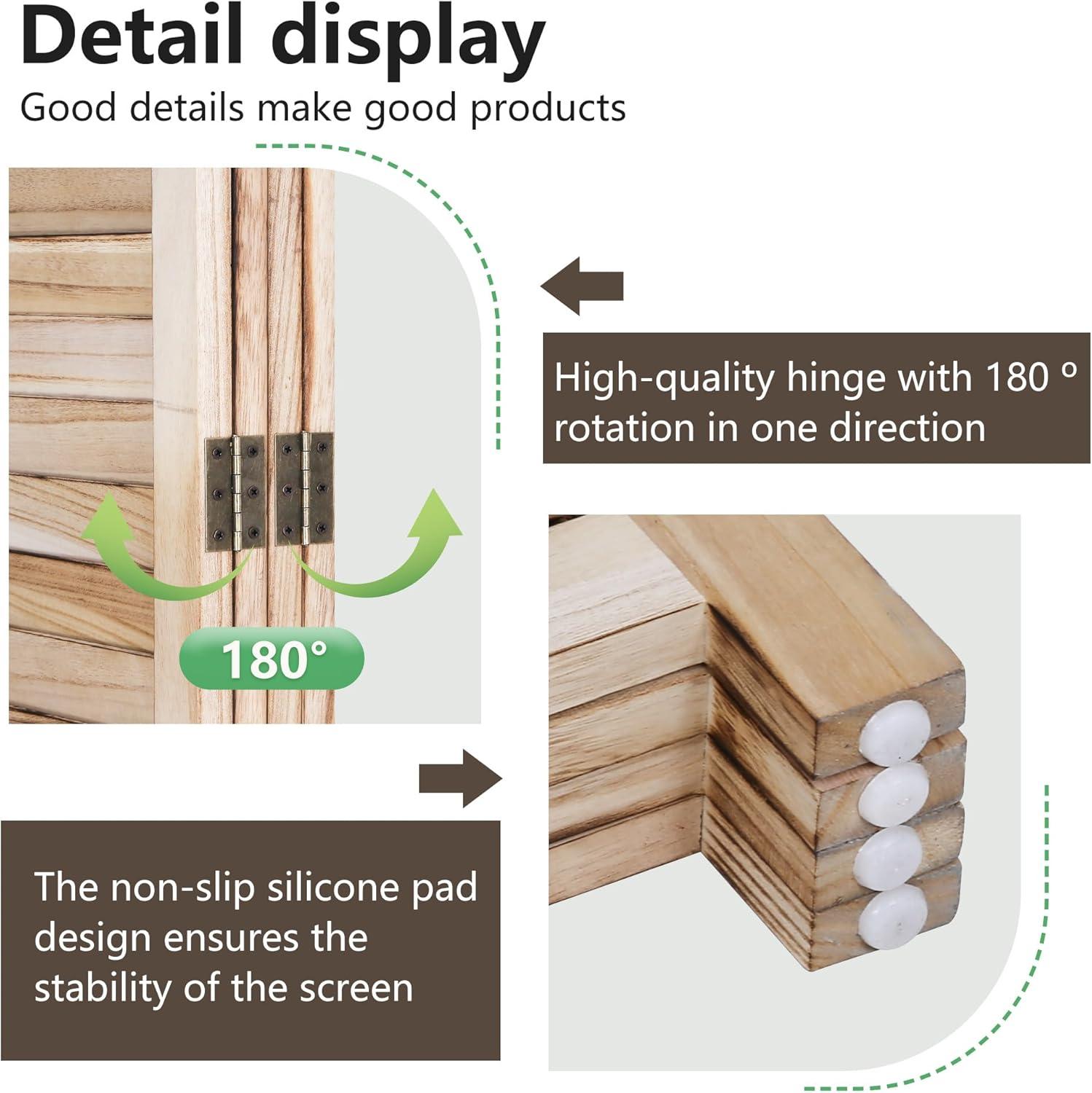 image:image4 Panel Room Divider Folding Privacy Wooden Screen with Three Clever Shelf Portable Partition Screen Screen Wood for Home OfficeNatural Wood
