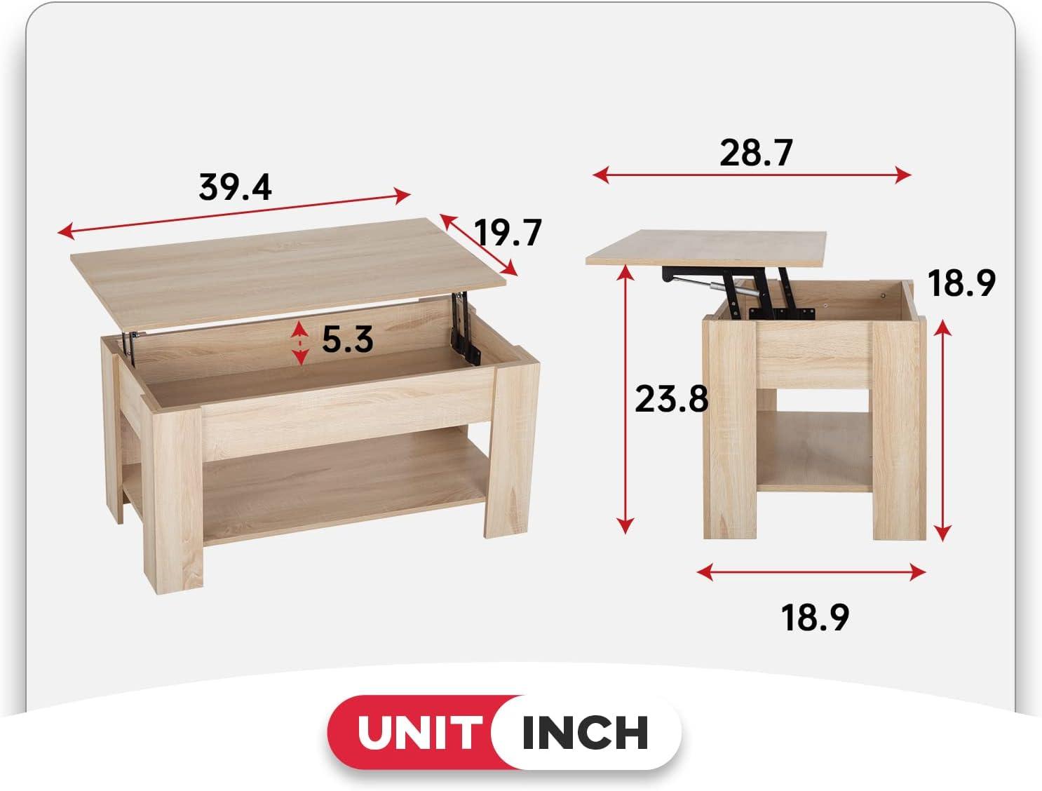 image:imageFDW 394 Lift Top Coffee Table with Hidden Compartment and Storage Shelf Wooden Lift Tabletop for Home Living Room Reception Room Office BlackGrey