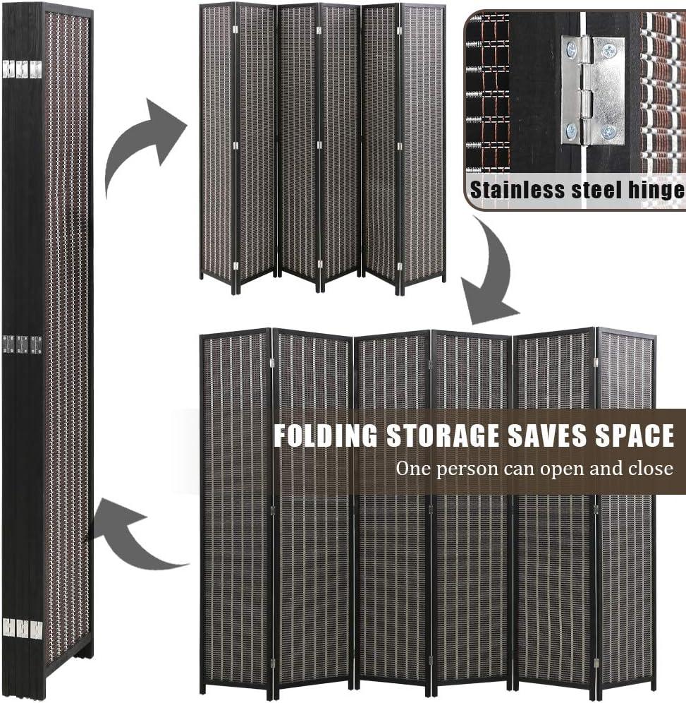 image:imageFDW Bamboo Room Divider Folding Privacy Wooden Screen 4 Panel 72 Inches High 177 Inches Wide Room Divider for Bedroom Office StudyNaturalBlack