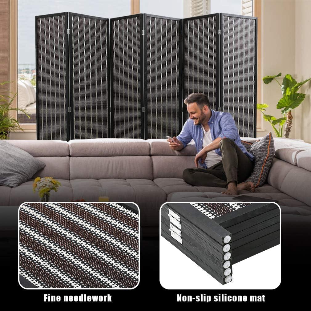 image:imageFDW Bamboo Room Divider Folding Privacy Wooden Screen 4 Panel 72 Inches High 177 Inches Wide Room Divider for Bedroom Office StudyNaturalBlack