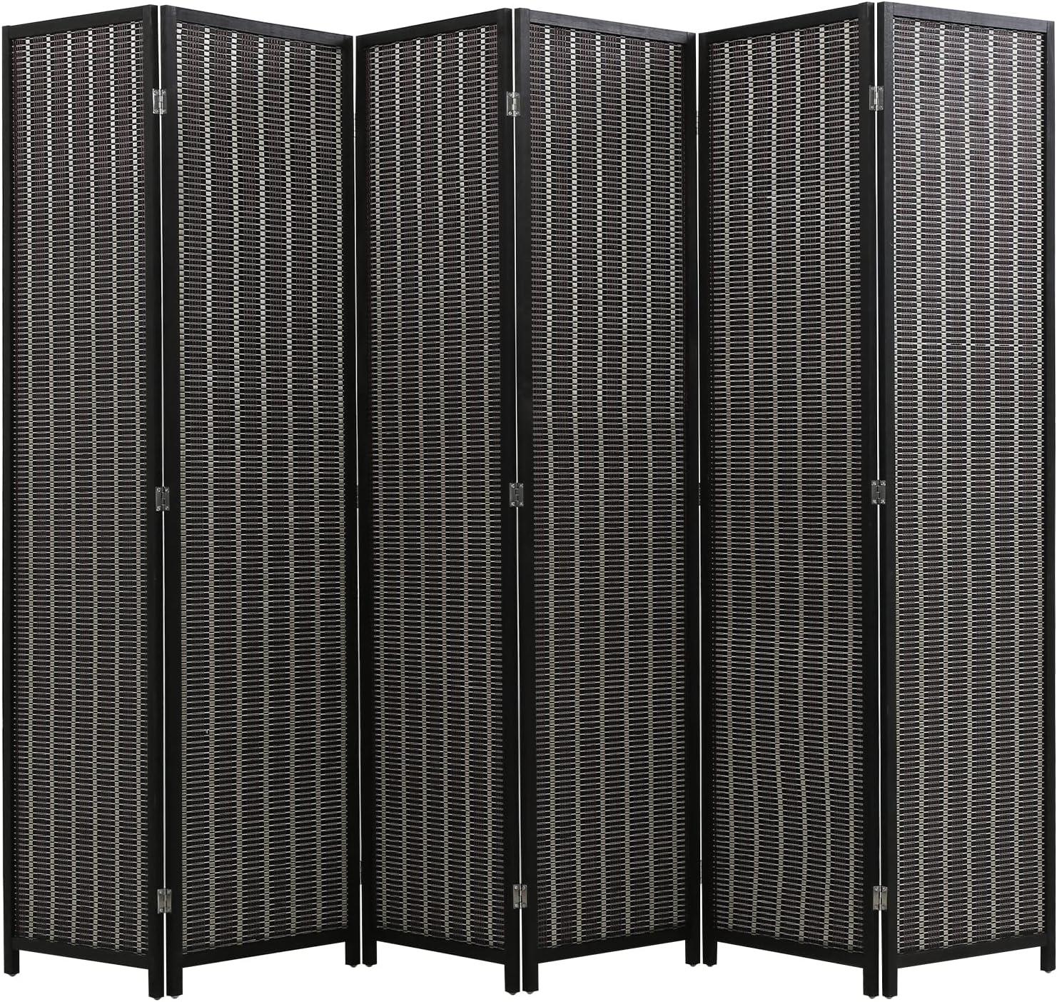 image:imageFDW Bamboo Room Divider Folding Privacy Wooden Screen 4 Panel 72 Inches High 177 Inches Wide Room Divider for Bedroom Office StudyNaturalBlack
