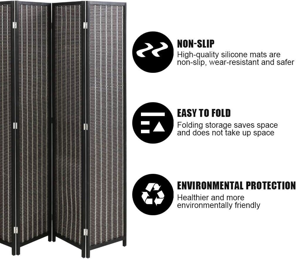 image:imageFDW Bamboo Room Divider Folding Privacy Wooden Screen 4 Panel 72 Inches High 177 Inches Wide Room Divider for Bedroom Office StudyNaturalBlack