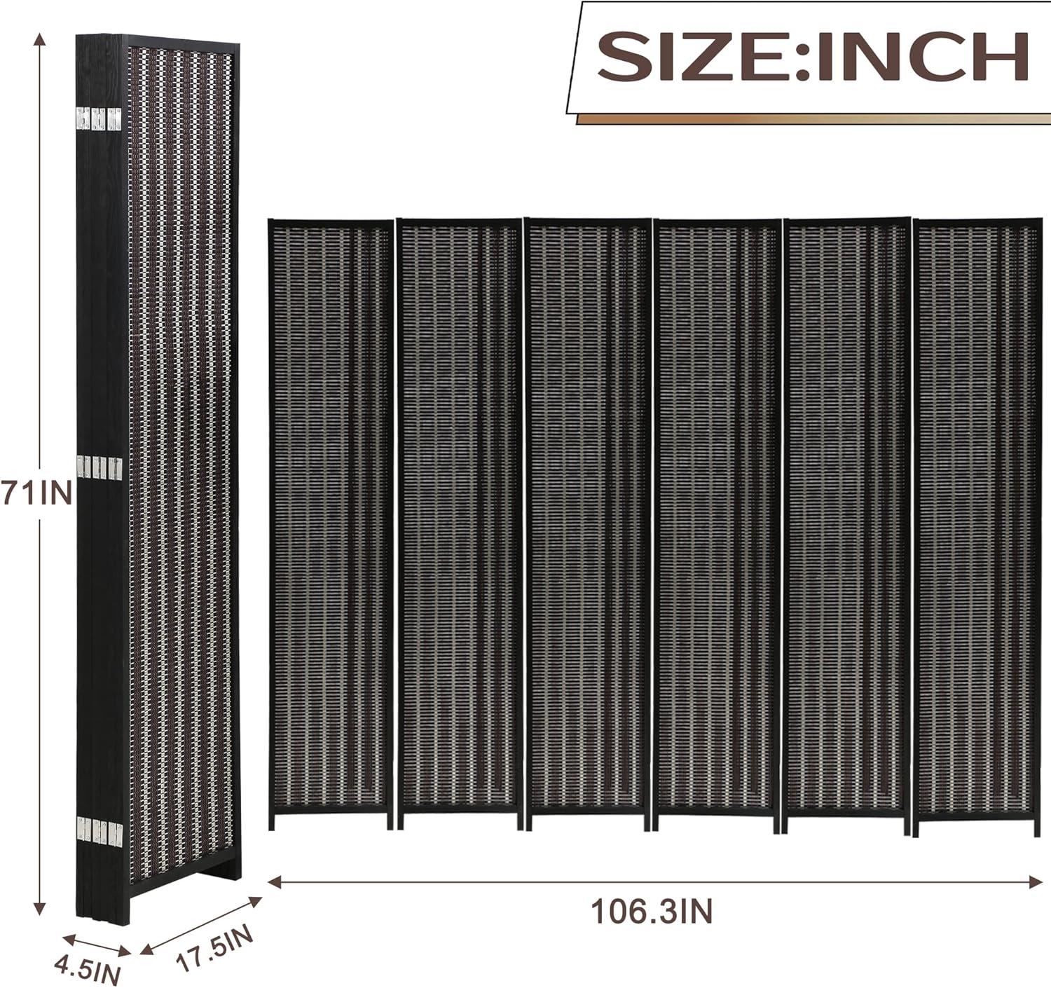 image:imageFDW Bamboo Room Divider Folding Privacy Wooden Screen 4 Panel 72 Inches High 177 Inches Wide Room Divider for Bedroom Office StudyNaturalBlack