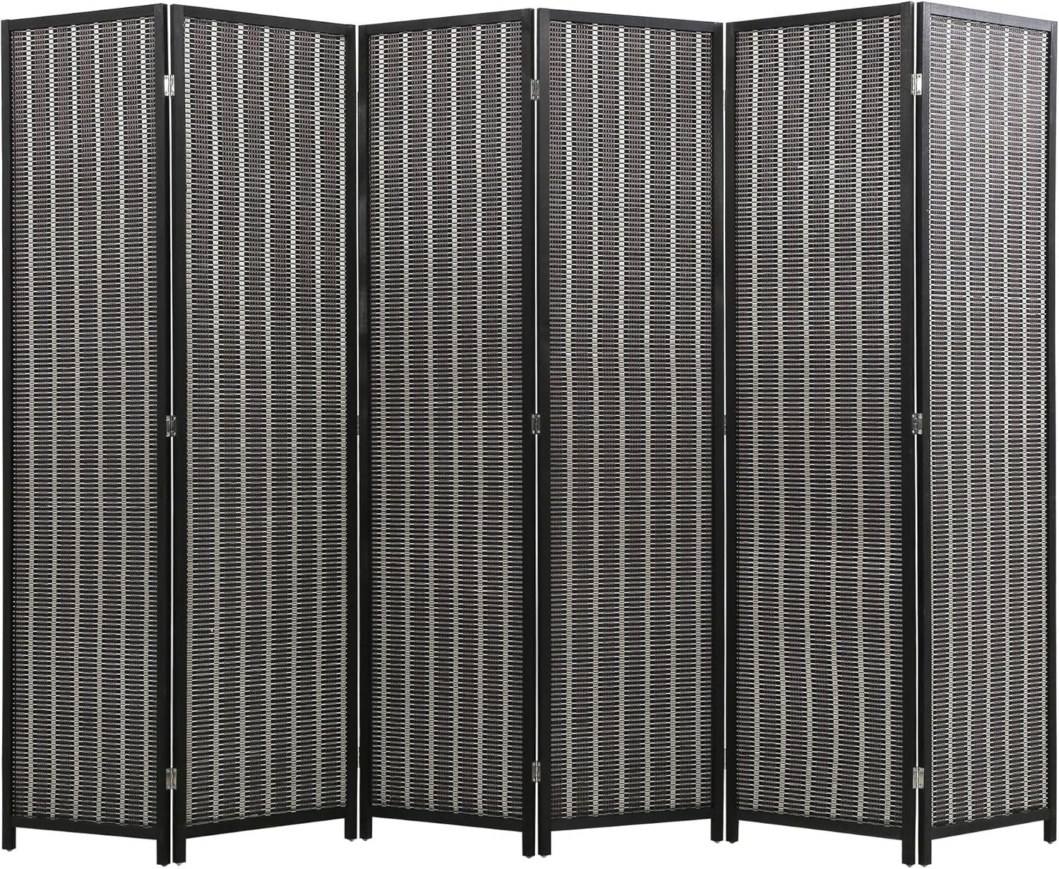 image:imageFDW Bamboo Room Divider Folding Privacy Wooden Screen 4 Panel 72 Inches High 177 Inches Wide Room Divider for Bedroom Office StudyNaturalCoal Black