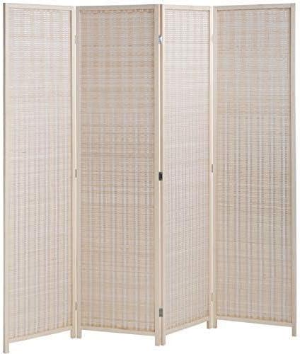 image:imageFDW Bamboo Room Divider Folding Privacy Wooden Screen 4 Panel 72 Inches High 177 Inches Wide Room Divider for Bedroom Office StudyNaturalNatural