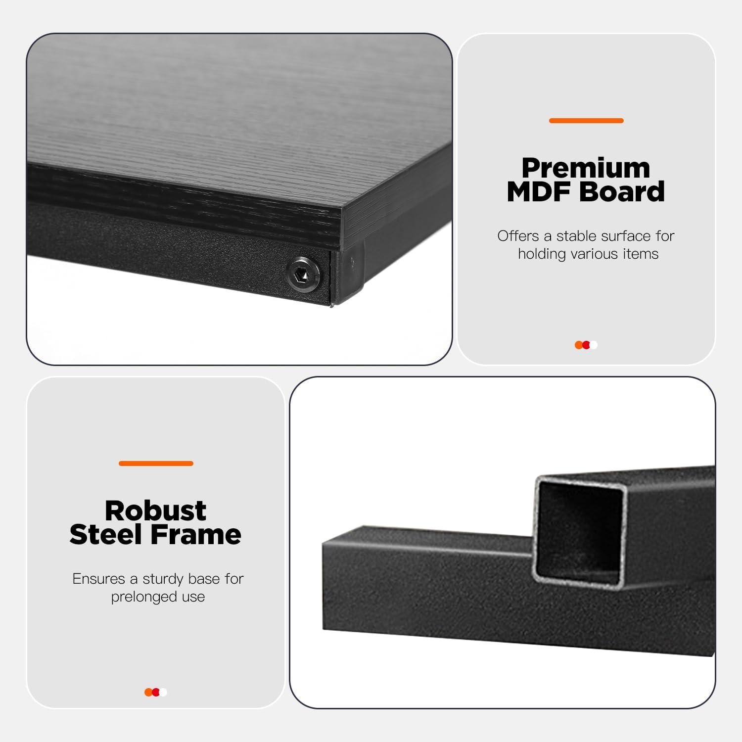 image:imageFDW CShaped End Table Wooden Top Side Table Adjustable Feet Small Cough Table Bedside End Table with Metal Frame for Bedroom Living RoomBrownBlack