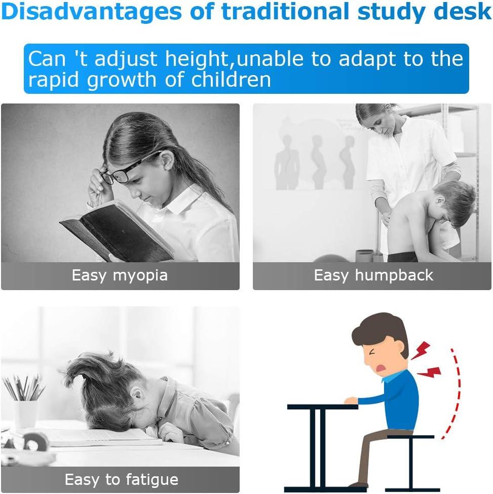 image:imageFDW Kids Desk Children Writing Student Desk Drafting Table Height Adjustable Study Table and Chair with Drawers StoragePinkBlue