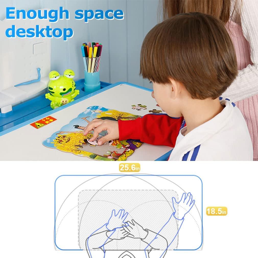 image:imageFDW Kids Desk Children Writing Student Desk Drafting Table Height Adjustable Study Table and Chair with Drawers StoragePinkBlue