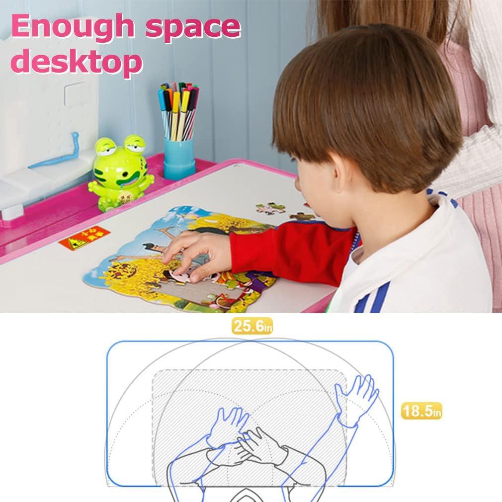 image:imageFDW Kids Desk Children Writing Student Desk Drafting Table Height Adjustable Study Table and Chair with Drawers StoragePinkPink