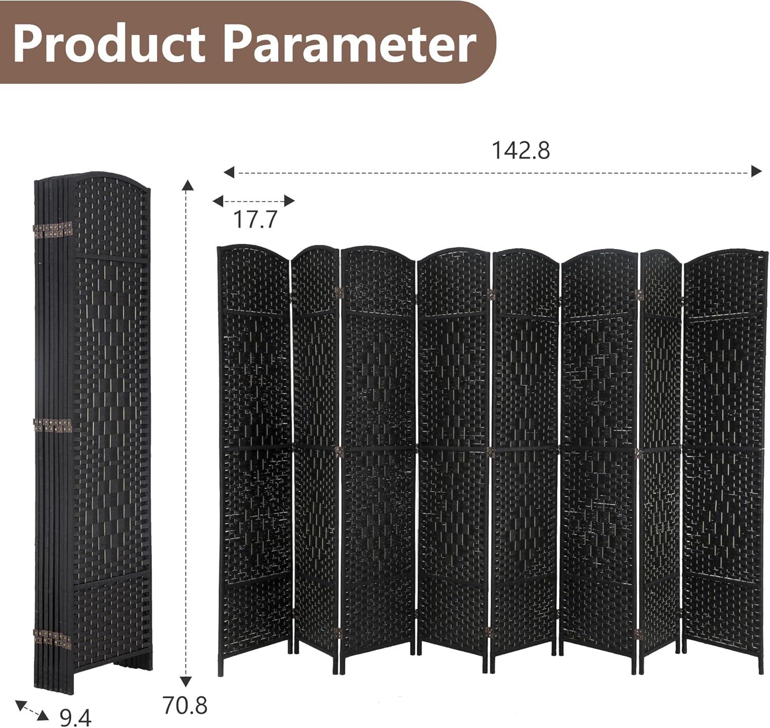 image:imageFDW Room Divider Folding Privacy Divider 6 Ft Indoor Wall Divider Portable Partition Wood Screen Brown 4 PanelBlack