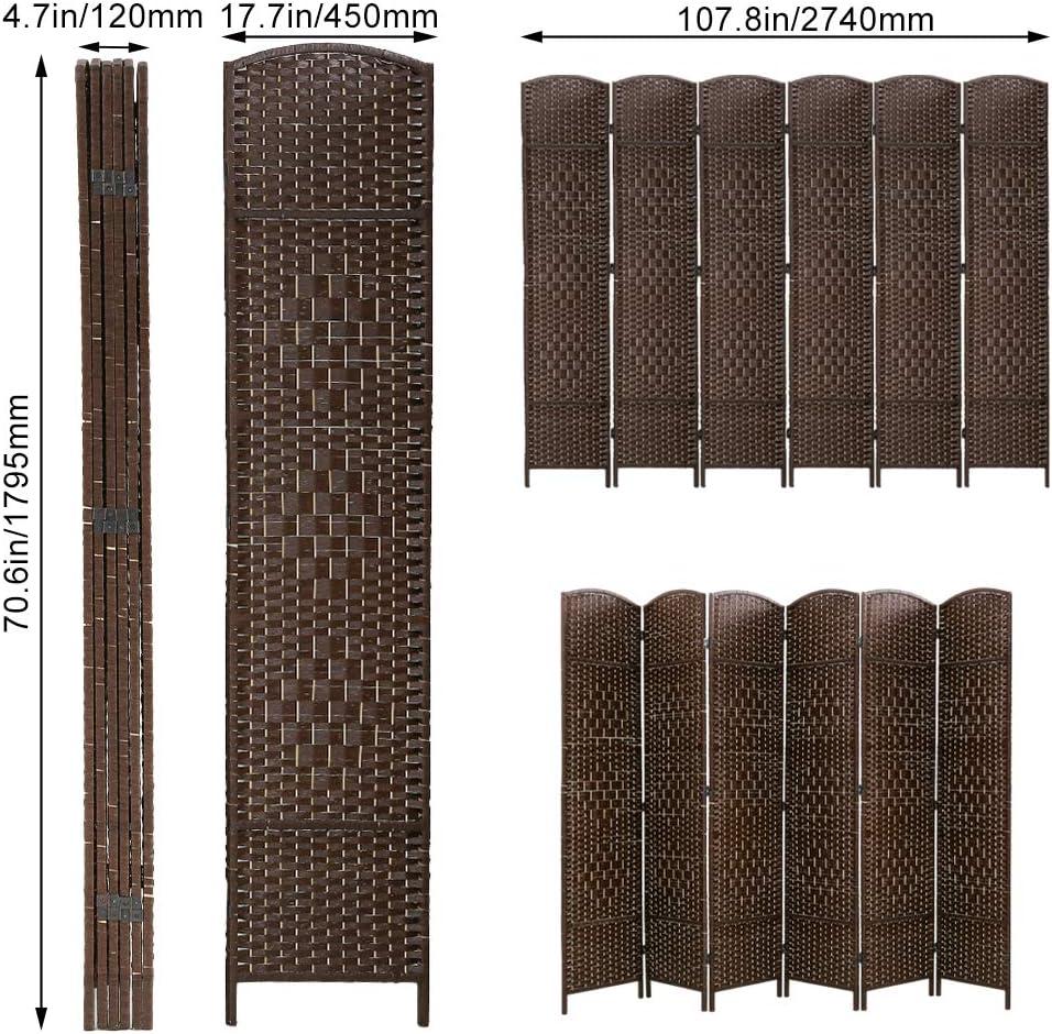 image:imageFDW Room Divider Folding Privacy Divider 6 Ft Indoor Wall Divider Portable Partition Wood Screen Brown 4 PanelBrown