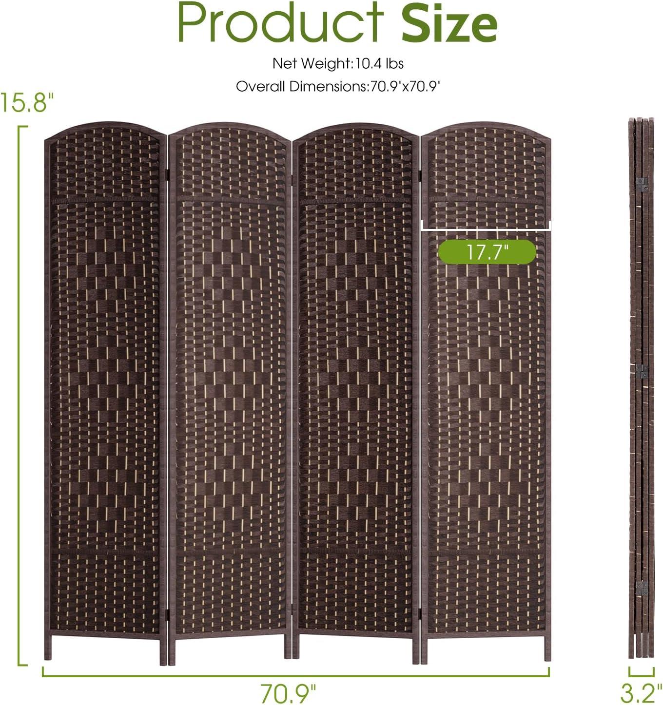 image:imageFDW Room Divider Folding Privacy Divider 6 Ft Indoor Wall Divider Portable Partition Wood Screen Brown 4 PanelBrown