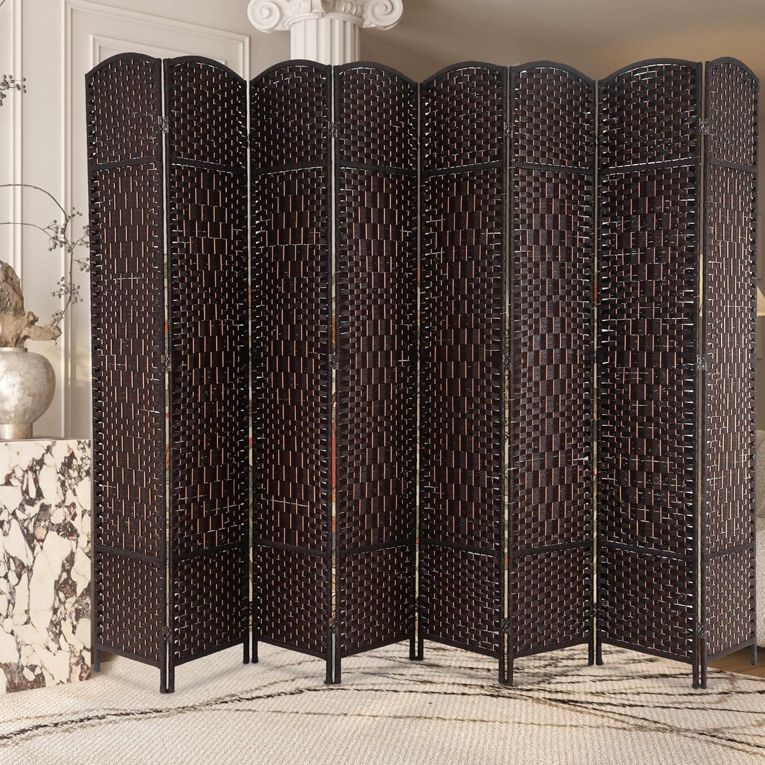 image:imageFDW Room Divider Folding Privacy Divider 6 Ft Indoor Wall Divider Portable Partition Wood Screen Brown 4 PanelBrown
