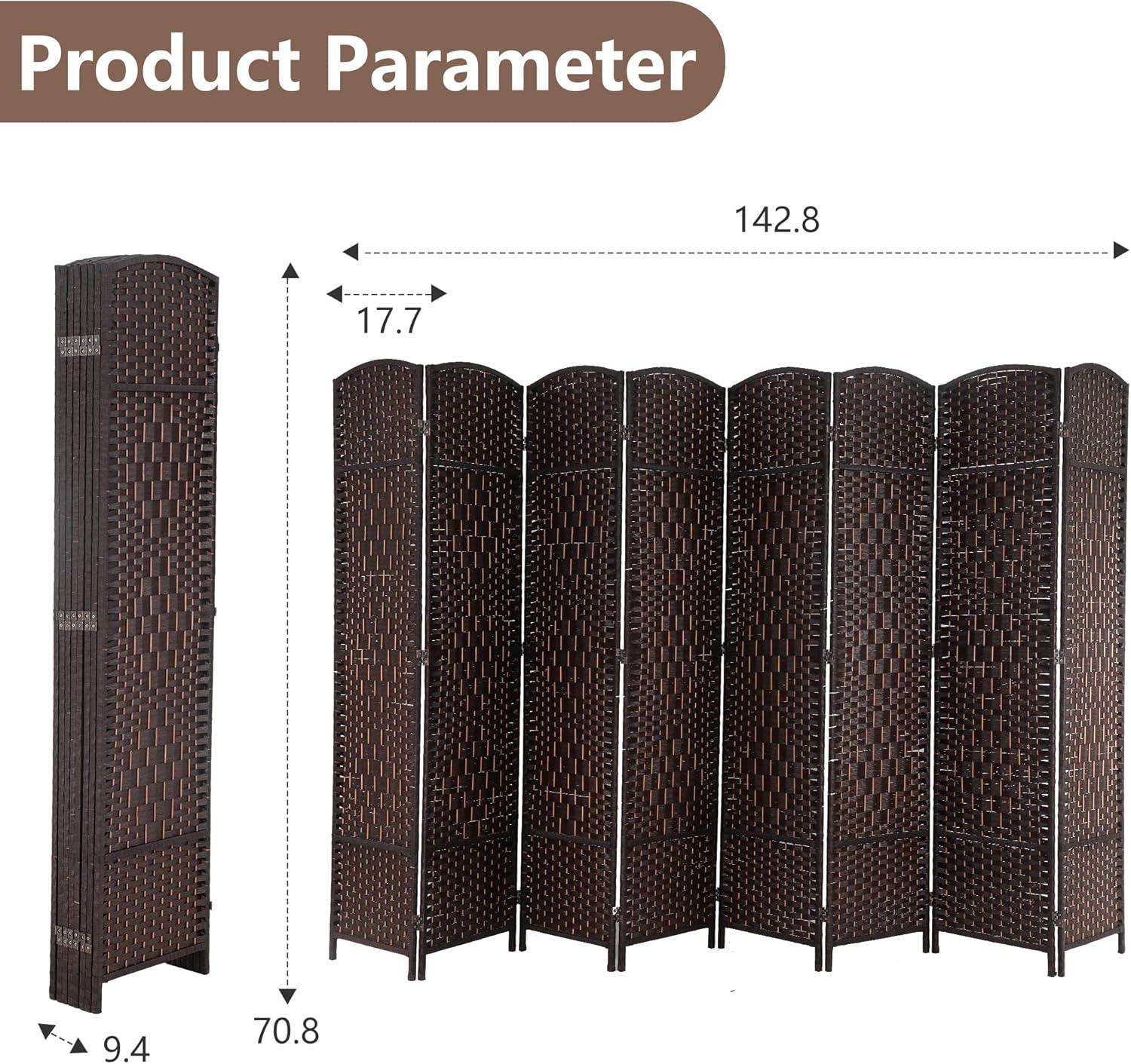 image:imageFDW Room Divider Folding Privacy Divider 6 Ft Indoor Wall Divider Portable Partition Wood Screen Brown 4 PanelBrown