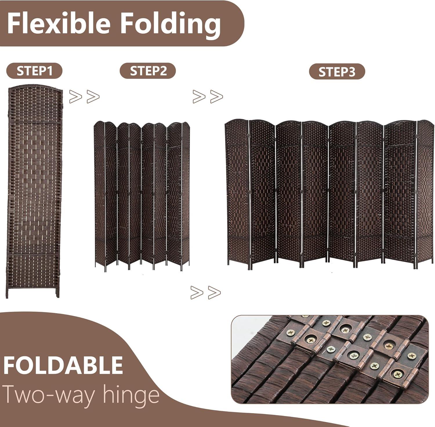 image:imageFDW Room Divider Folding Privacy Divider 6 Ft Indoor Wall Divider Portable Partition Wood Screen Brown 4 PanelBrown