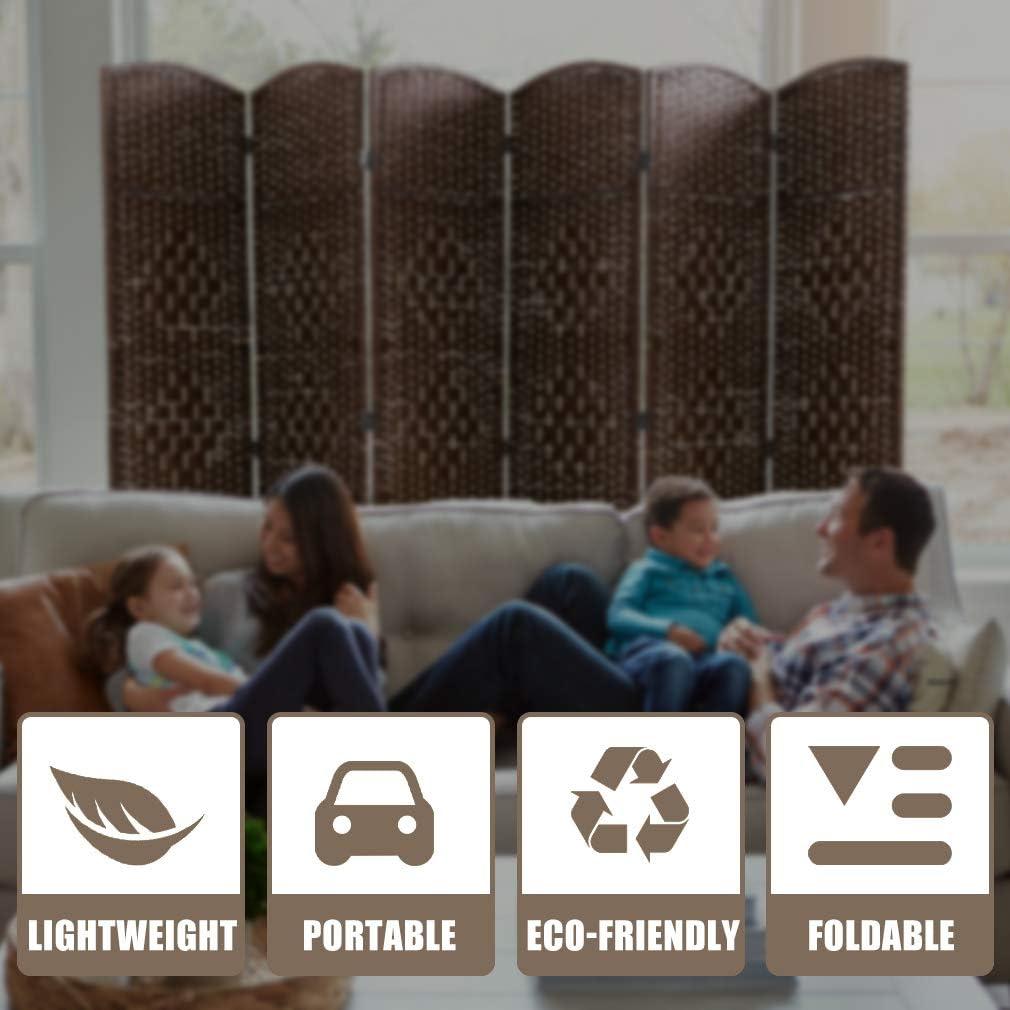 image:imageFDW Room Divider Folding Privacy Divider 6 Ft Indoor Wall Divider Portable Partition Wood Screen Brown 4 PanelBrown