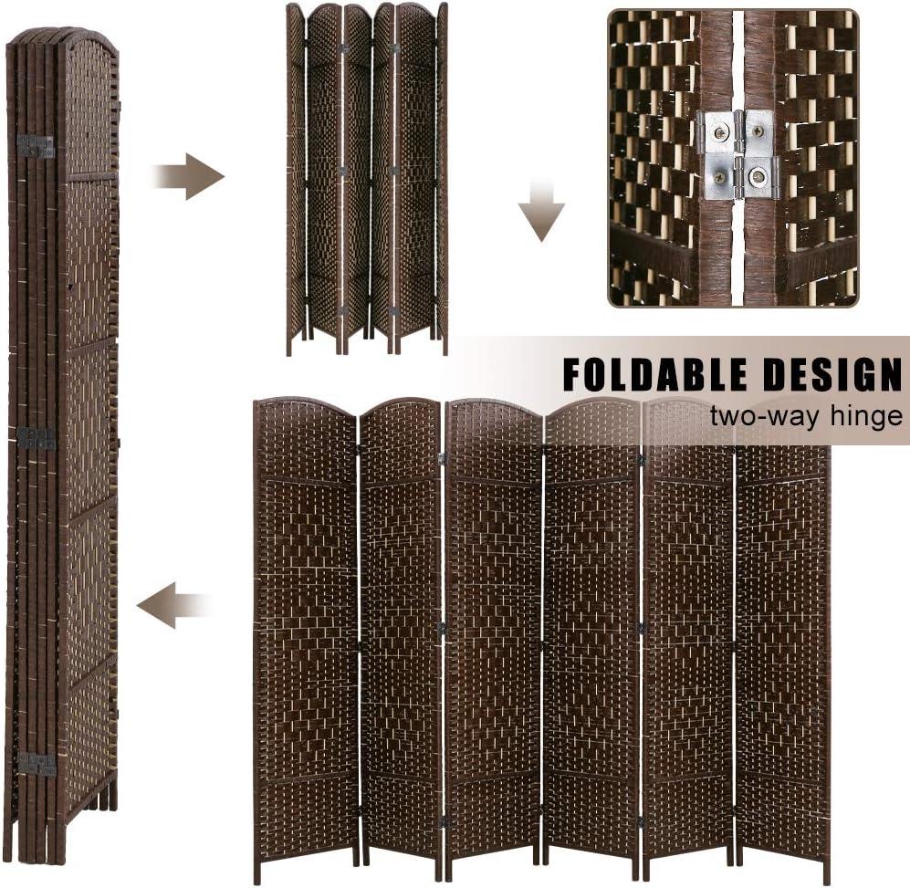 image:imageFDW Room Divider Folding Privacy Divider 6 Ft Indoor Wall Divider Portable Partition Wood Screen Brown 4 PanelBrown