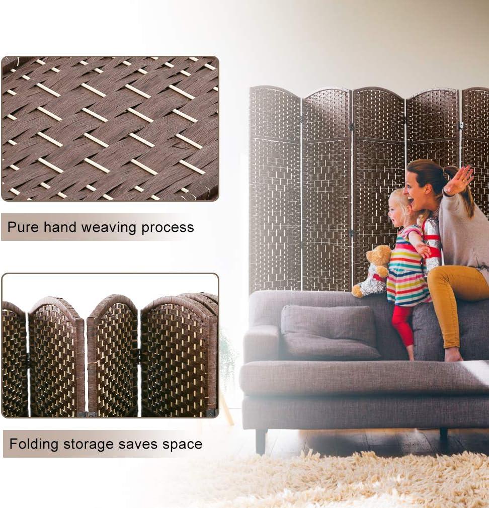 image:imageFDW Room Divider Folding Privacy Divider 6 Ft Indoor Wall Divider Portable Partition Wood Screen Brown 4 PanelBrown