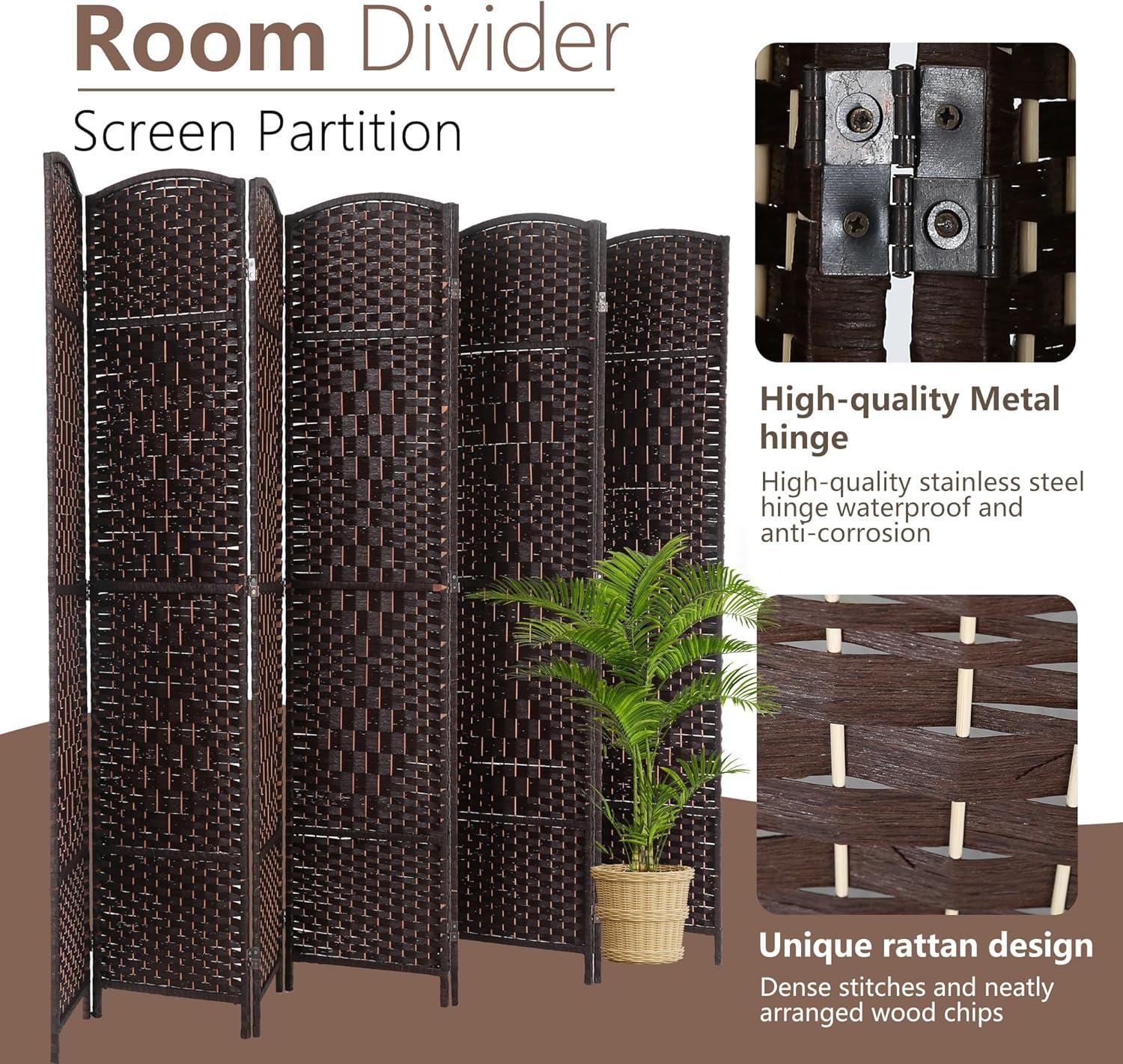 image:imageFDW Room Divider Folding Privacy Divider 6 Ft Indoor Wall Divider Portable Partition Wood Screen Brown 4 PanelBrown