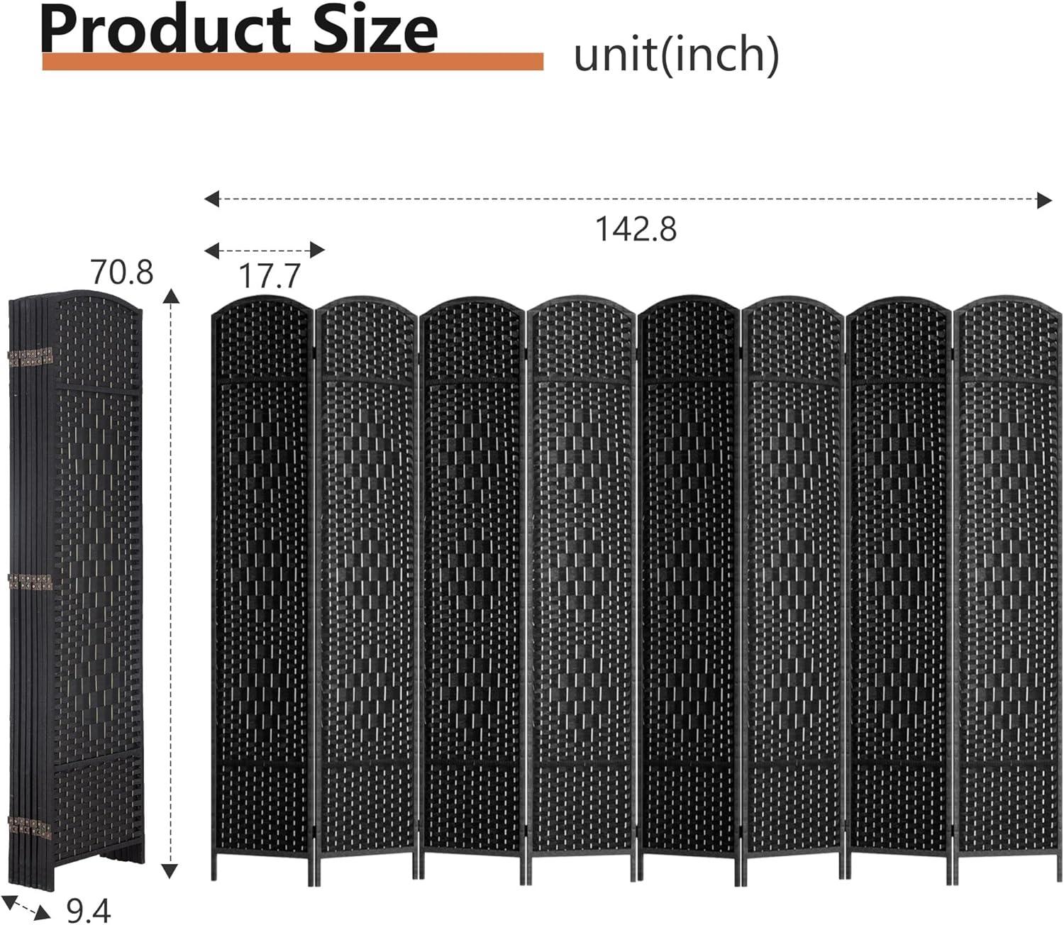 image:imageFDW Room Divider Folding Privacy Divider 6 Ft Indoor Wall Divider Portable Partition Wood Screen Brown 4 PanelCoal Black
