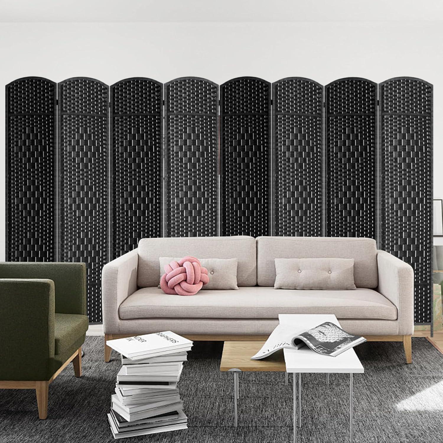 image:imageFDW Room Divider Folding Privacy Divider 6 Ft Indoor Wall Divider Portable Partition Wood Screen Brown 4 PanelCoal Black