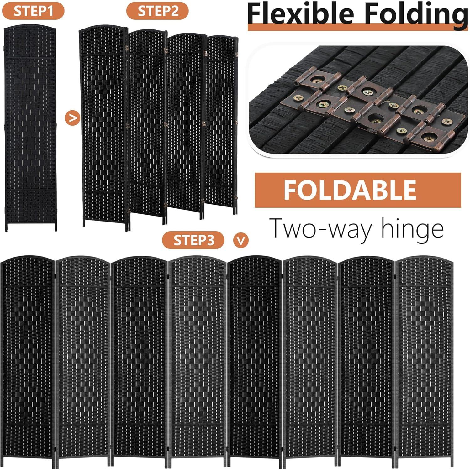 image:imageFDW Room Divider Folding Privacy Divider 6 Ft Indoor Wall Divider Portable Partition Wood Screen Brown 4 PanelCoal Black