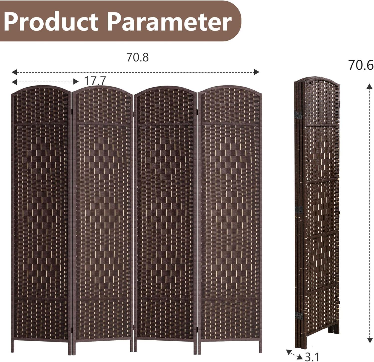 image:imageFDW Room Divider Folding Privacy Divider 6 Ft Indoor Wall Divider Portable Partition Wood Screen Brown 4 PanelDark Brown