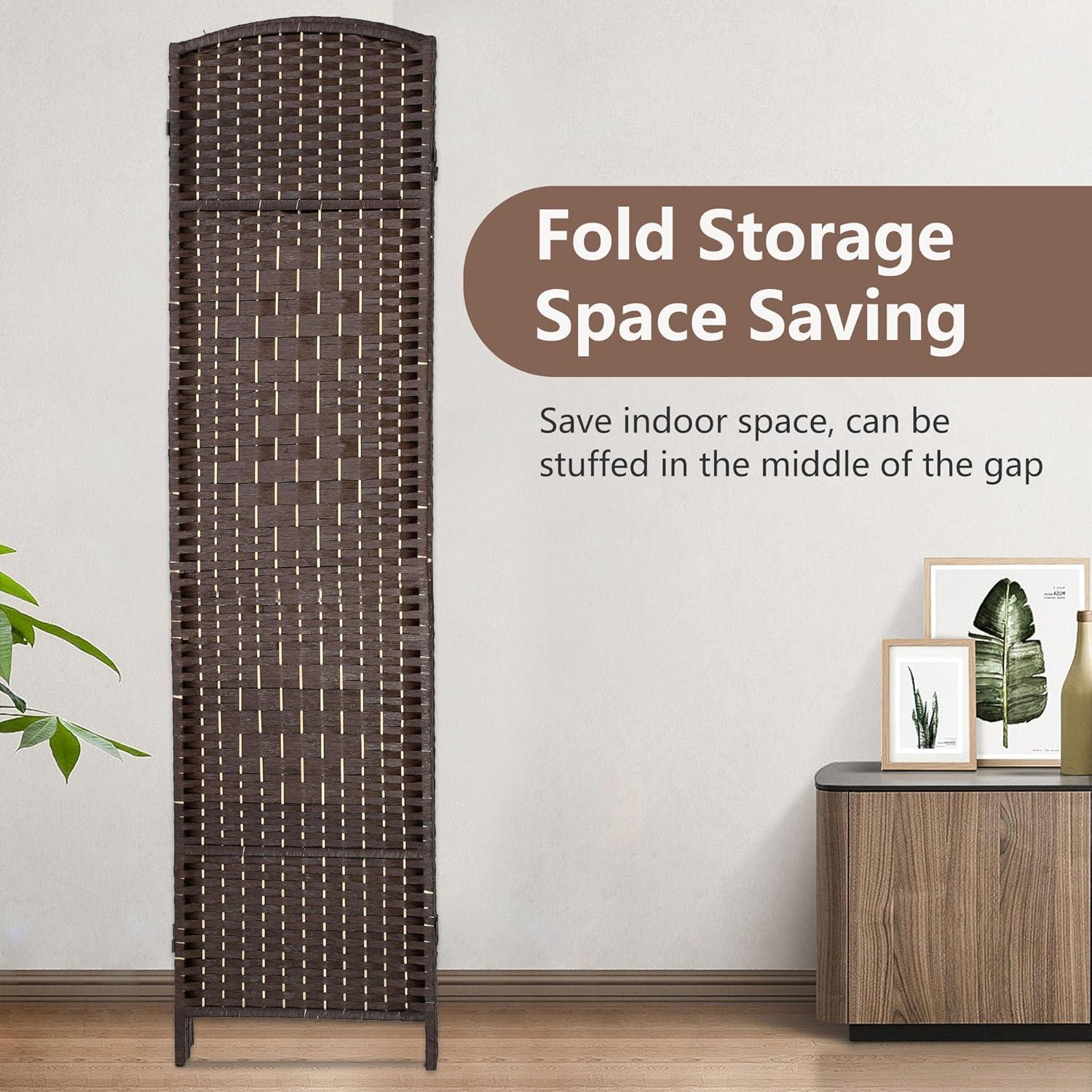 image:imageFDW Room Divider Folding Privacy Divider 6 Ft Indoor Wall Divider Portable Partition Wood Screen Brown 4 PanelDark Brown