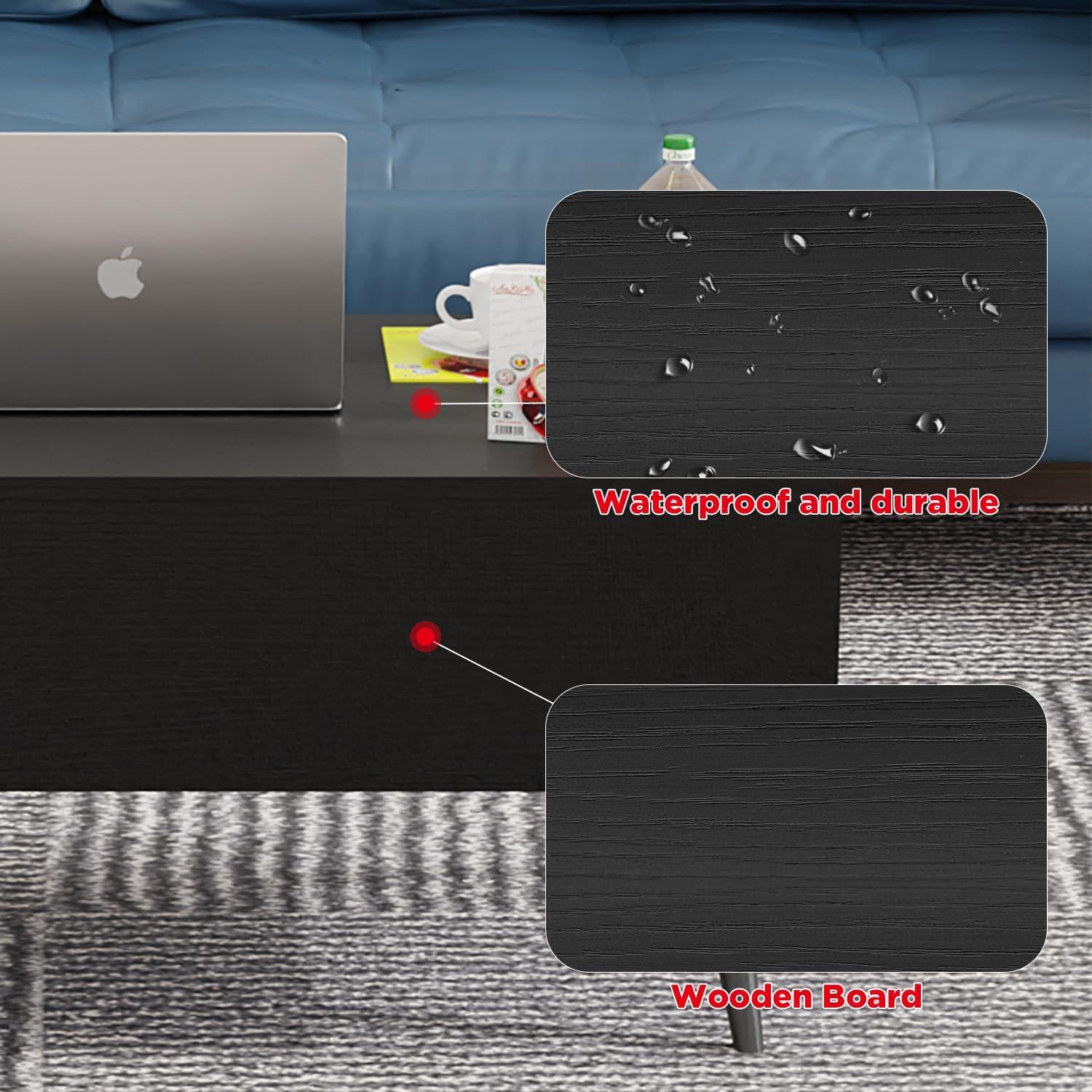 image:imageModern Lift Top Coffee Table Wooden Small Coffee Table Easy Setup Coffee Table with Storage Shelf Hidden Compartment for Living Room Home Office BrownBlack
