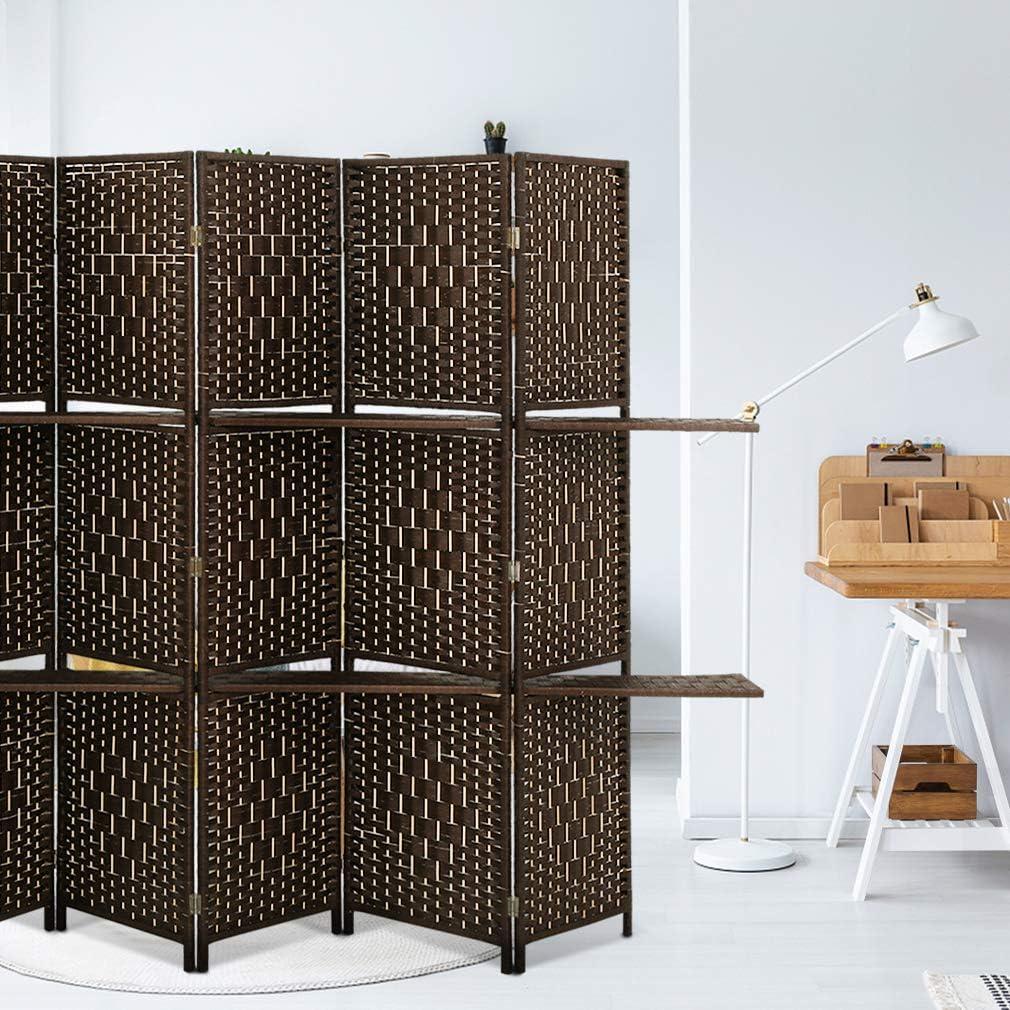image:imageRoom Divider 6 Panel Room Screen Divider Folding Portable partition Screen Wood with Removable Storage Shelves Colour BrownBrown