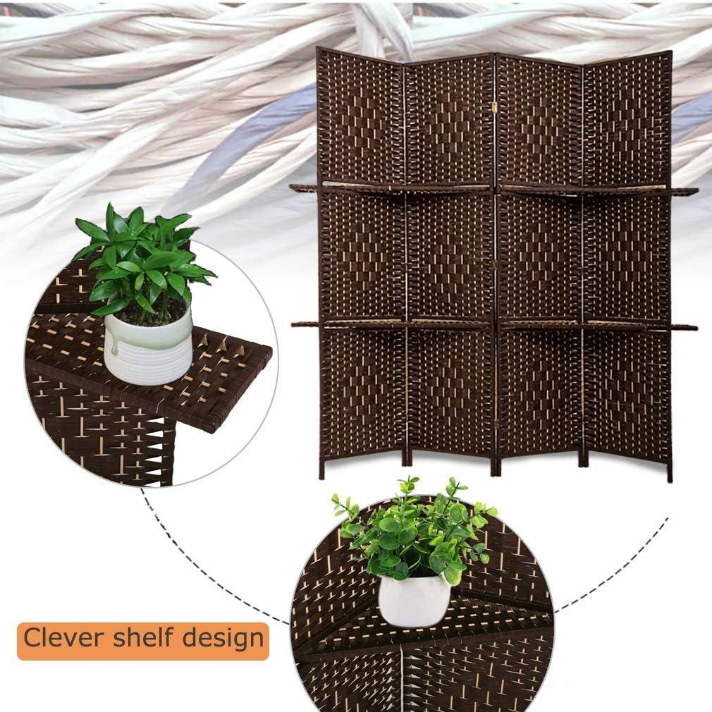 image:imageRoom Divider 6 Panel Room Screen Divider Folding Portable partition Screen Wood with Removable Storage Shelves Colour BrownBrown