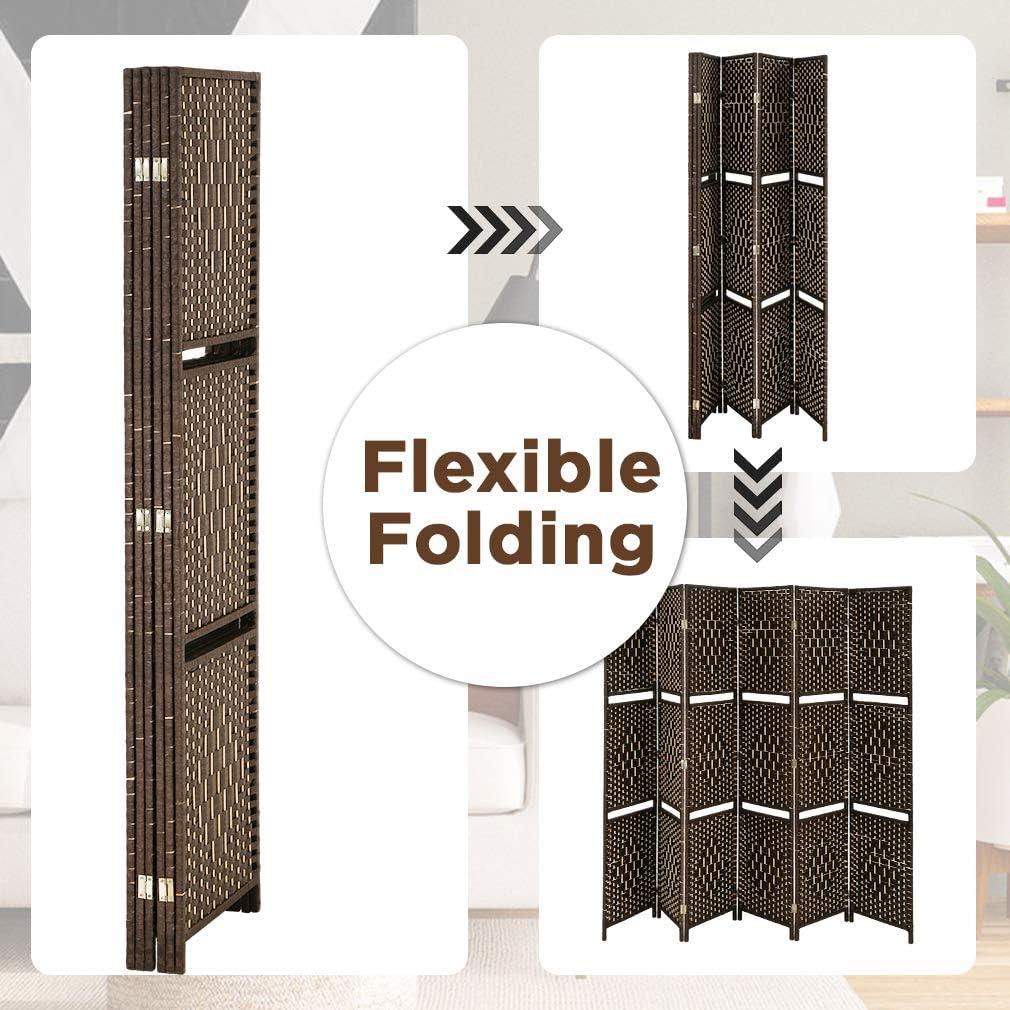 image:imageRoom Divider 6 Panel Room Screen Divider Folding Portable partition Screen Wood with Removable Storage Shelves Colour BrownBrown