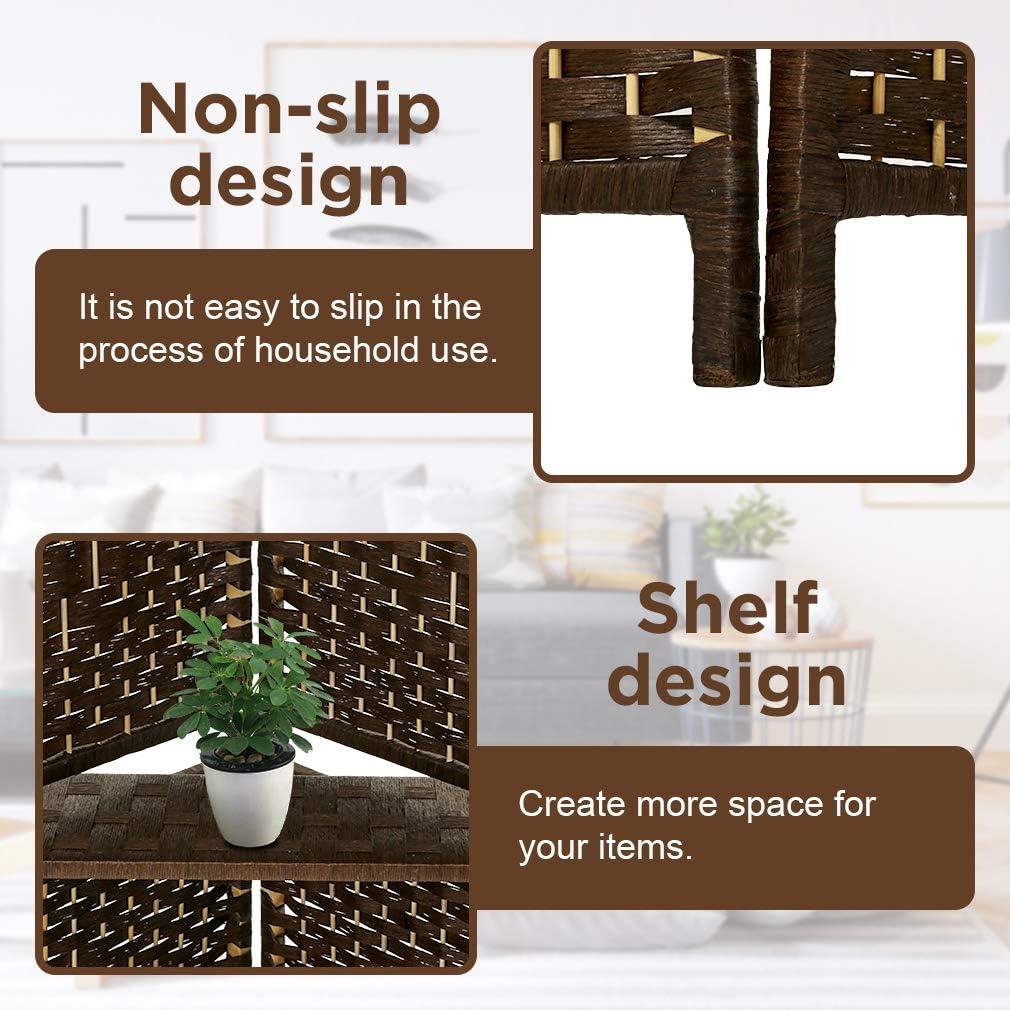 image:imageRoom Divider 6 Panel Room Screen Divider Folding Portable partition Screen Wood with Removable Storage Shelves Colour BrownBrown