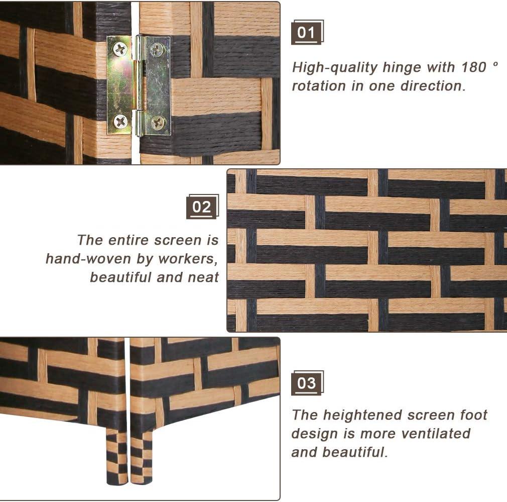 image:imageRoom Divider Wood Screen Wood Mesh Woven Design Room Screen Divider Folding Portable Partition Screen Screen Wood for Home Office 4 Panel GrayStack