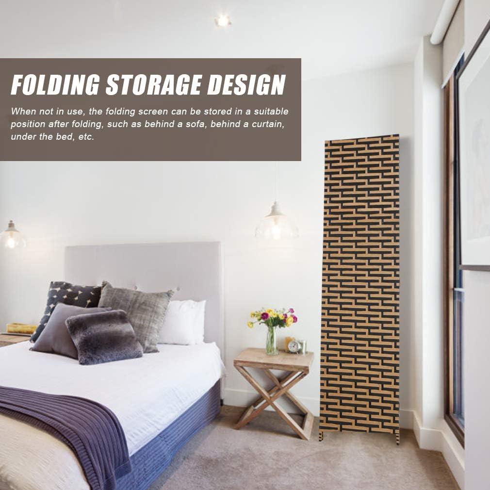 image:imageRoom Divider Wood Screen Wood Mesh Woven Design Room Screen Divider Folding Portable Partition Screen Screen Wood for Home Office 4 Panel GrayStack
