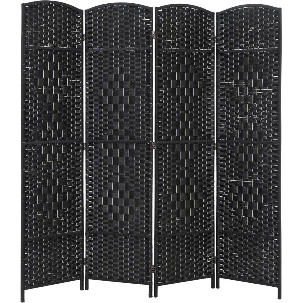 image:imageFDW Room Divider Folding Privacy Divider 6 Ft Indoor Wall Divider Portable Partition Wood Screen Brown 4 PanelBlack