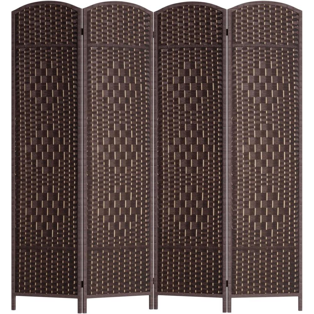 image:imageFDW Room Divider Folding Privacy Divider 6 Ft Indoor Wall Divider Portable Partition Wood Screen Brown 4 PanelBrown