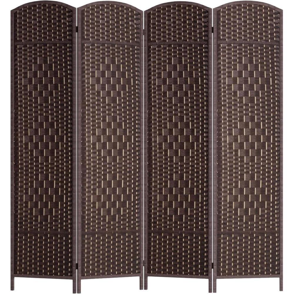 image:imageFDW Room Divider Folding Privacy Divider 6 Ft Indoor Wall Divider Portable Partition Wood Screen Brown 4 PanelDark Brown