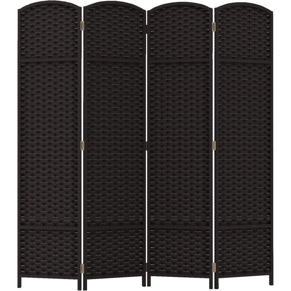 image:imageRoom Divider 8 Panel Screen 56 Ft Tall Partition Room Dividers Brown Privacy Screens Folding Room Separation Free Standing Waterproof Wood Frame Wall DividerBrown
