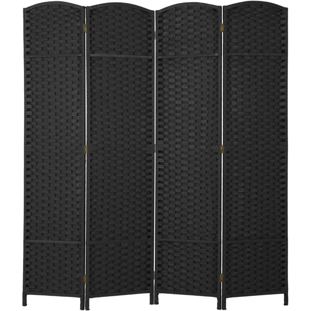image:imageRoom Divider 8 Panel Screen 56 Ft Tall Partition Room Dividers Brown Privacy Screens Folding Room Separation Free Standing Waterproof Wood Frame Wall DividerDark Black
